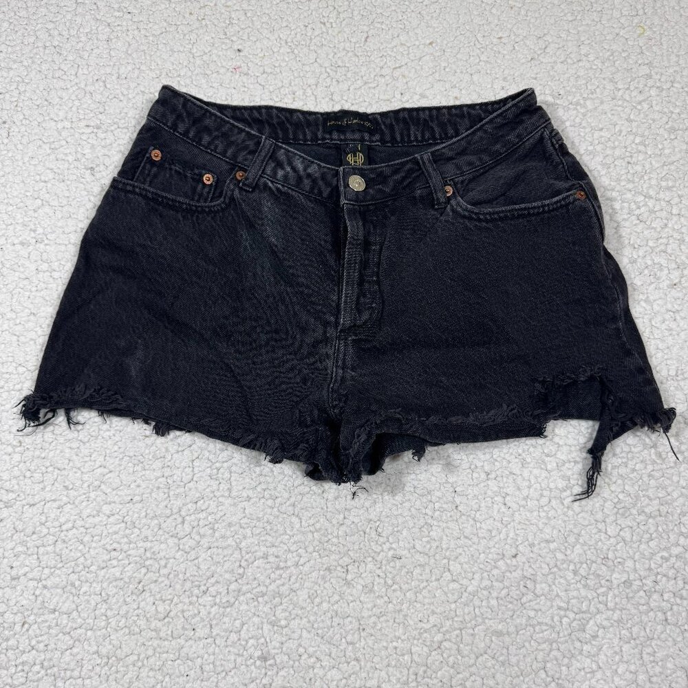 House of Harlow Women's Black Denim Shorts Size 28 Cut off Festival Western